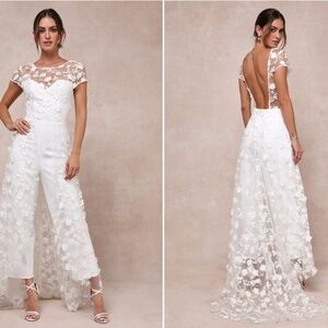 LULUS Bachelorette Engagement Bridal Shower Elopement Floral Train Jumpsuit